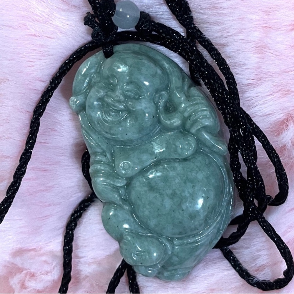 Certified Grade A Burma Green Jade Buddha Necklace